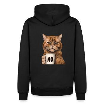 Mürrische Lustige Katze Mit Kaffeetasse Sagt Nein - Männer Premium Bio Hoodie - Schwarz - Hinten - Nico (187cm)