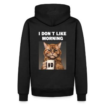 I dont like morning Mürrische Lustige Katze Mit - Männer Premium Bio Hoodie - Schwarz - Hinten - Nico (187cm)