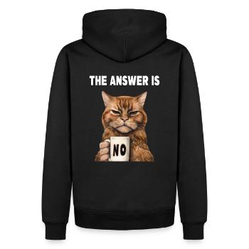 La réponse est non. Chat grincheux et drôle - Sweat à capuche Premium bio Homme - noir - Dos - Nico (187cm)