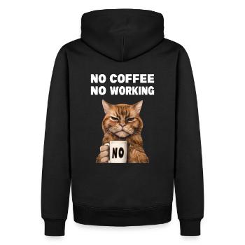 no coffee no working. Mürrische Lustige Katze - Männer Premium Bio Hoodie - Schwarz - Hinten - Nico (187cm)