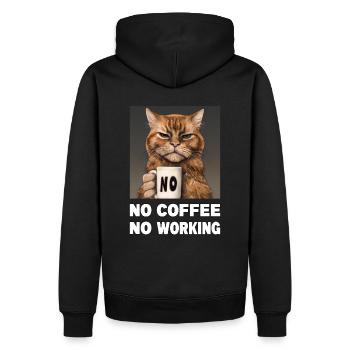 no coffee no working. Grumpy Funny Cat - Men’s Premium Organic Hoodie - black - Back - Nico (187cm)