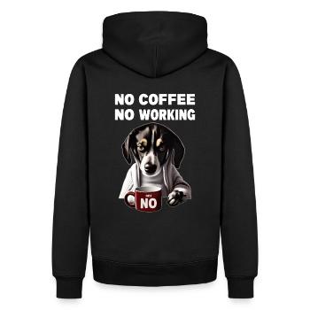 no coffee no working. Grumpy Funny Dog - Men’s Premium Organic Hoodie - black - Back - Nico (187cm)