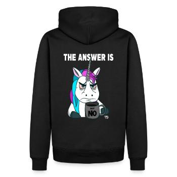 Just no. Mürrisches lustiges Einhorn mit Kaffee - Männer Premium Bio Hoodie - Schwarz - Hinten - Nico (187cm)