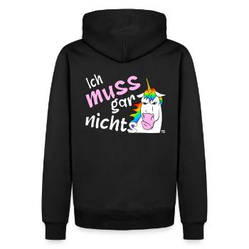 Ich muss gar nichts, lustiges Einhorn - Männer Premium Bio Hoodie - Schwarz - Hinten - Nico (187cm)