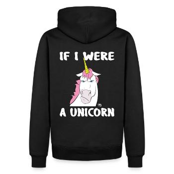 Wenn ich ein Einhorn wäre, lustiges - Männer Premium Bio Hoodie - Schwarz - Hinten - Nico (187cm)