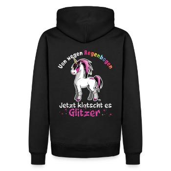 von wegen Regenbogen lustiges Einhorn Spruch - Männer Premium Bio Hoodie - Schwarz - Hinten - Nico (187cm)