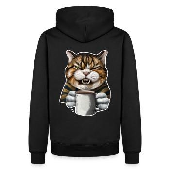 Chat fatigué avec une mauvaise humeur drôle - Sweat à capuche Premium bio Homme - noir - Dos - Nico (187cm)