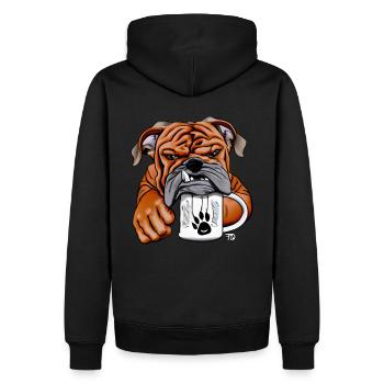 Sleepy Bulldog avec Cup of Morning Grouch - Sweat à capuche Premium bio Homme - noir - Dos - Nico (187cm)