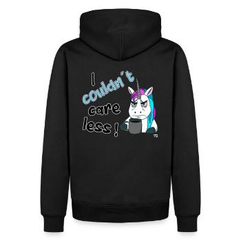 Je m’en fous. Licorne drôle sinistre - Sweat à capuche Premium bio Homme - noir - Dos - Nico (187cm)