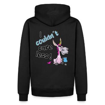 Je m’en fous. Drôle de licorne âne - Sweat à capuche Premium bio Homme - noir - Dos - Nico (187cm)