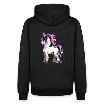 Kawaii Anime Pink Einhorn Pferd - Männer Premium Bio Hoodie - Schwarz - Hinten - Nico (187cm)