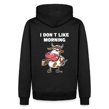 N’aime pas la vache grincheuse du matin - Sweat à capuche Premium bio Homme - noir - Dos - Nico (187cm)