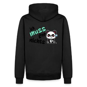Ich muss gar nichts. grimmiges lustiges Panda - Männer Premium Bio Hoodie - Schwarz - Hinten - Nico (187cm)