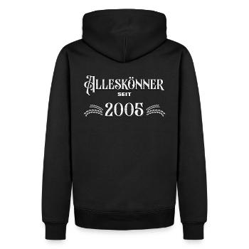 Alleskönner seit 2005. Lustiges Jahrgangs - Männer Premium Bio Hoodie - Schwarz - Hinten - Nico (187cm)