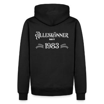 Alleskönner seit 1983. Lustiges Jahrgangs - Männer Premium Bio Hoodie - Schwarz - Hinten - Nico (187cm)