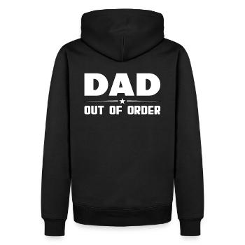 Dad out of order. lustiges Vater - Männer Premium Bio Hoodie - Schwarz - Hinten - Nico (187cm)