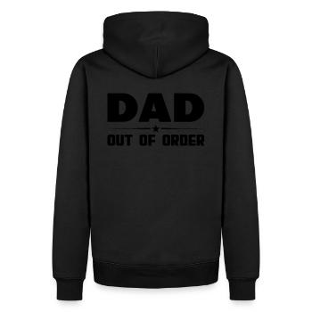 Dad out of order. lustiges Vater - Männer Premium Bio Hoodie - Schwarz - Hinten - Nico (187cm)