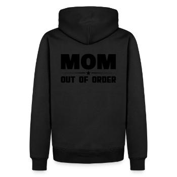 Maman hors service. Drôle de mère - Sweat à capuche Premium bio Homme - noir - Dos - Nico (187cm)