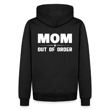 Maman hors service. Drôle de mère - Sweat à capuche Premium bio Homme - noir - Dos - Nico (187cm)