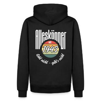 Alleskönner seit 1943. Lustiges Jahrgangs - Männer Premium Bio Hoodie - Schwarz - Hinten - Nico (187cm)