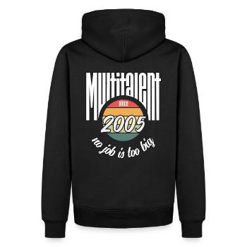 Multi-talents depuis 2005. Drôle de millésime - Sweat à capuche Premium bio Homme - noir - Dos - Nico (187cm)