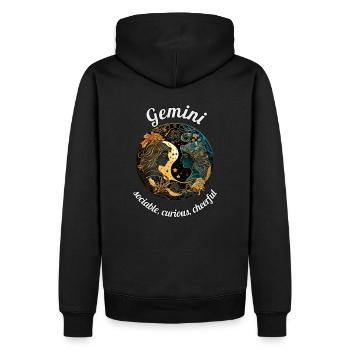 Signe du zodiaque Gémeaux Gémeaux Astronomie - Sweat à capuche Premium bio Homme - noir - Dos - Nico (187cm)