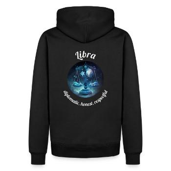 Libra Sternzeichen Waage Astronomie - Männer Premium Bio Hoodie - Schwarz - Hinten - Nico (187cm)