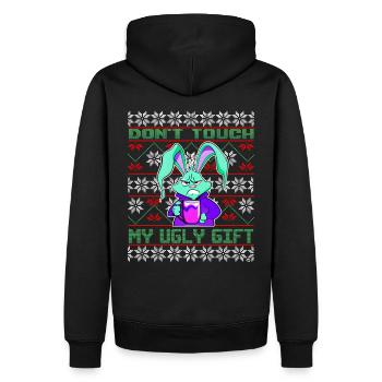 Ne touche pas à mon vilain cadeau, Funny Bunny - Sweat à capuche Premium bio Homme - noir - Dos - Nico (187cm)