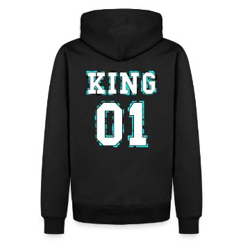 King - Queen Pärchendesign - Männer Premium Bio Hoodie - Schwarz - Hinten - Nico (187cm)