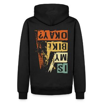 MON VÉLO VA-T-IL BIEN ? Style de vie des motards - Sweat à capuche Premium bio Homme - noir - Dos - Nico (187cm)