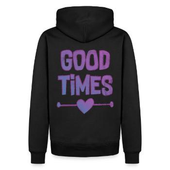 Bons moments | Répandre la positivité | Ambiance Feel Good - Sweat à capuche Premium bio Homme - noir - Dos - Nico (187cm)