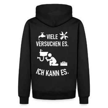 Anlagenmechaniker Heizung Gas Wasser Klempner - Männer Premium Bio Hoodie - Schwarz - Hinten - Nico (187cm)