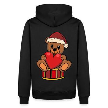 Nounours Père Noël Noël Ours en peluche Père Noël - Sweat à capuche Premium bio Homme - noir - Dos - Nico (187cm)
