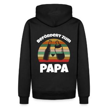 Befördert zum Papa Schweiz Baby Geburt Ätti - Männer Premium Bio Hoodie - Schwarz - Hinten - Nico (187cm)