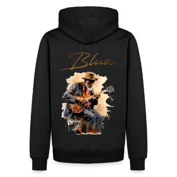 Blues 2 - Men’s Premium Organic Hoodie - black - Back - Nico (187cm)