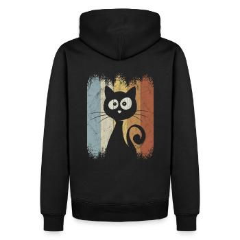 Chat rétro Vintage chat Silhouette - Sweat à capuche Premium bio Homme - noir - Dos - Nico (187cm)