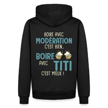 thierry boire modération boire titi c'est mieux - Sweat à capuche Premium bio Homme - noir - Dos - Nico (187cm)