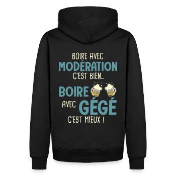 Gérard modération boire avec gégé c'est mieux - Sweat à capuche Premium bio Homme - noir - Dos - Nico (187cm)