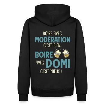 dominique modération boire avec domi c'est mieux - Sweat à capuche Premium bio Homme - noir - Dos - Nico (187cm)