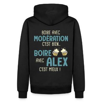 alexandre modération boire avec alex c'est mieux - Sweat à capuche Premium bio Homme - noir - Dos - Nico (187cm)