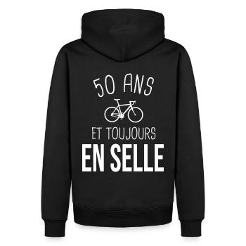 50 ans en selle cadeau drole pour cycliste vélo - Sweat à capuche Premium bio Homme - noir - Dos - Nico (187cm)