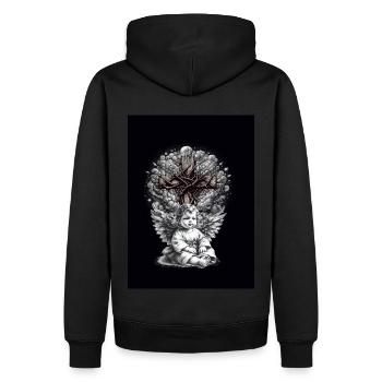 Croix Angélique Croix Crucifix Spirituel - Sweat à capuche Premium bio Homme - noir - Dos - Nico (187cm)