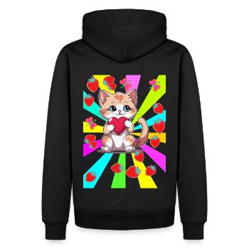 des années 80 Teen Été Fraise Chat Chats Enfant Coeur - Sweat à capuche Premium bio Homme - noir - Dos - Nico (187cm)