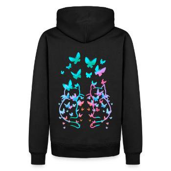 80s Retro Cats Cat Teen Butterflies Child - Men’s Premium Organic Hoodie - black - Back - Nico (187cm)