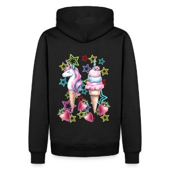 80er Eis Eiskrem Eiscrem Teenie Mädchen Einhorn - Männer Premium Bio Hoodie - Schwarz - Hinten - Nico (187cm)