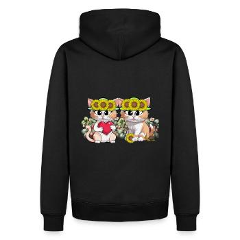 Jardin d’été Chats Chat Adolescent Femmes Enfants - Sweat à capuche Premium bio Homme - noir - Dos - Nico (187cm)