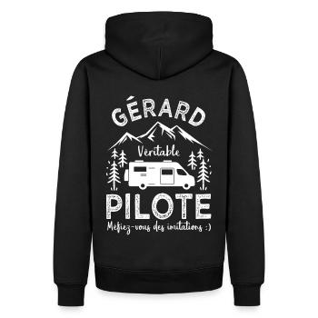 Gérard véritable pilote camping car Humour - Sweat à capuche Premium bio Homme - noir - Dos - Nico (187cm)