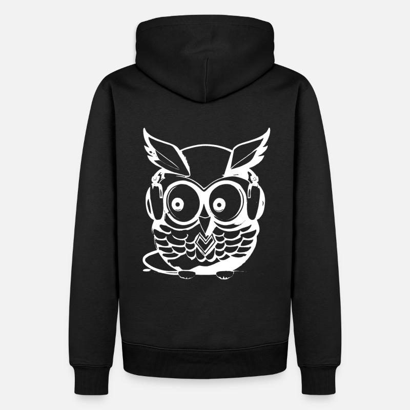Eule weiß Kopfhörer - Männer Premium Bio Hoodie - Schwarz