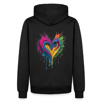 Cœur de peinture liquide - Sweat à capuche Premium bio Homme - noir - Dos - Nico (187cm)