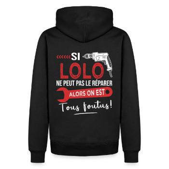 lolo ne peut pas le réparer on est foutus Laurent - Sweat à capuche Premium bio Homme - noir - Dos - Nico (187cm)